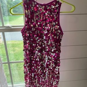 Pink and Silver Sequence Costume with hat & gloves